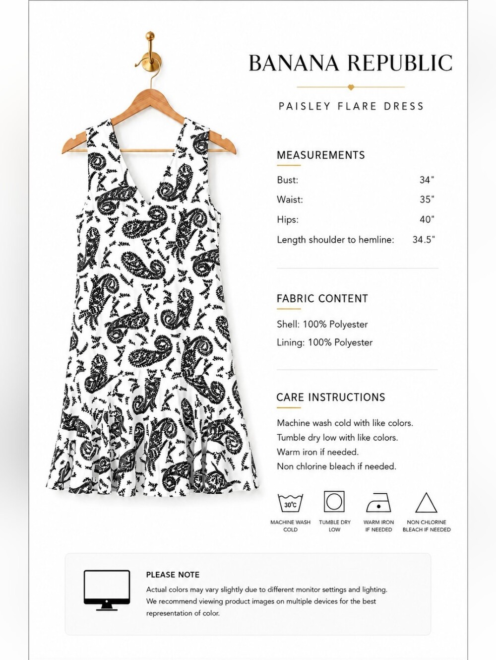 Banana Republic | Paisley Print Fit & Flare Dress | Size M  Quiet Luxury - Picture 3 of 7